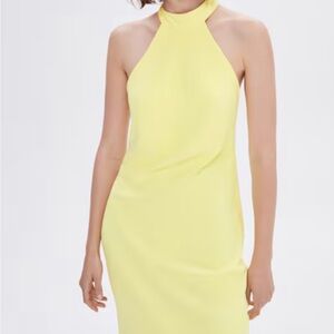 Mango Yellow Halter Open back Dress